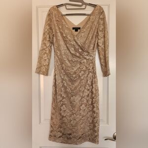 Lauren Ralph Lauren Gold Ruched Wrap Dress